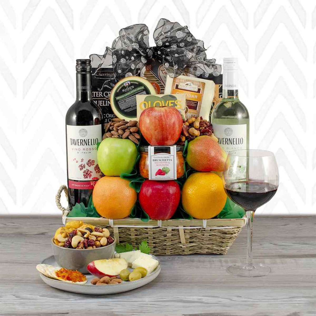 In Good Taste Wine, Cheese and Fruit Gift Basket